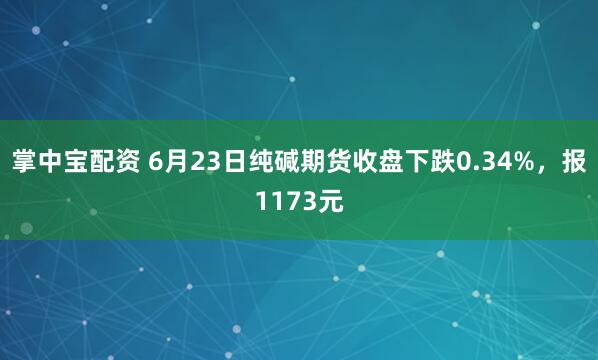 掌中宝配资 6月23日纯碱期货收盘下跌0.34%，报1173元