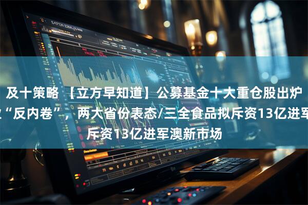 及十策略 【立方早知道】公募基金十大重仓股出炉/汽车行业“反内卷”，两大省份表态/三全食品拟斥资13亿进军澳新市场