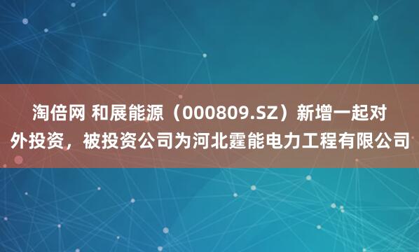 淘倍网 和展能源（000809.SZ）新增一起对外投资，被投资公司为河北霆能电力工程有限公司