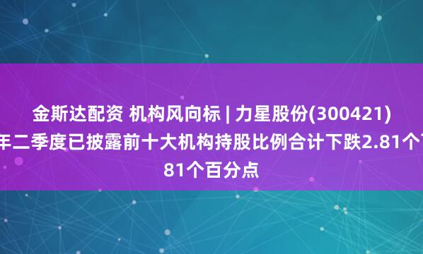 金斯达配资 机构风向标 | 力星股份(300421)2025年二季度已披露前十大机构持股比例合计下跌2.81个百分点