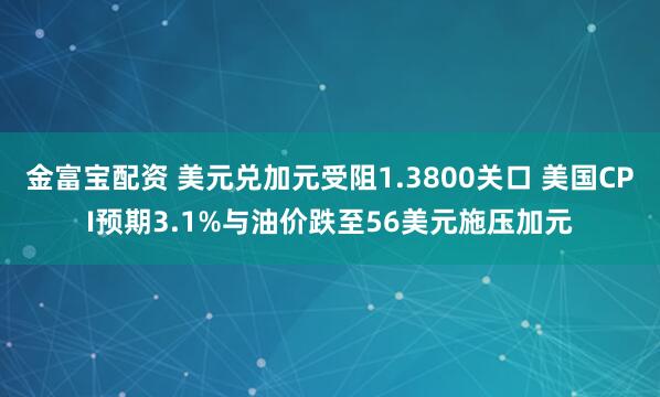 金富宝配资 美元兑加元受阻1.3800关口 美国CPI预期3.1%与油价跌至56美元施压加元